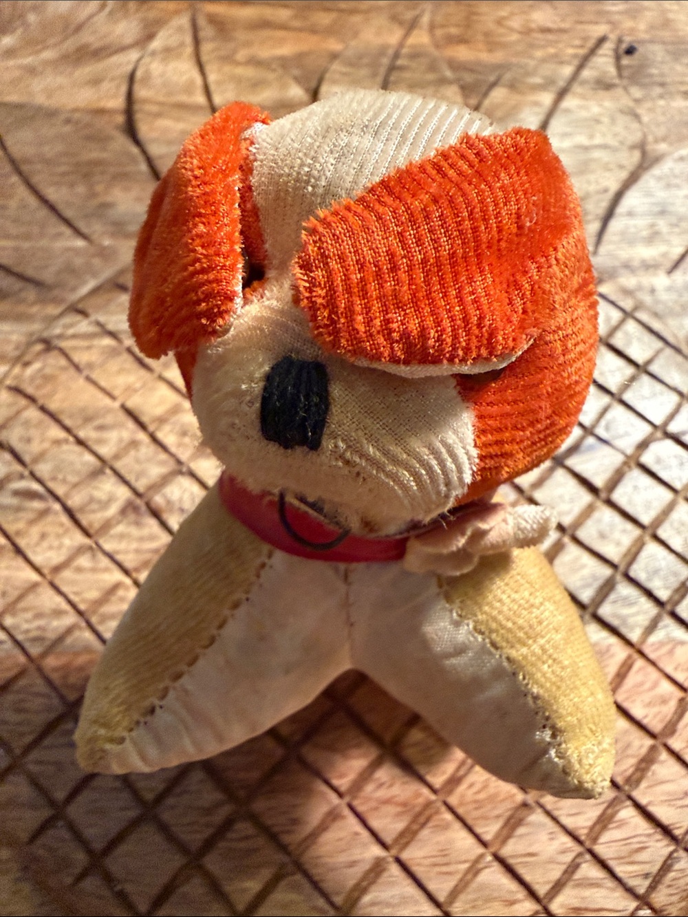 Plush Dog Tape Measure - unique & rare Orange and Cream Puppy over 100 years old